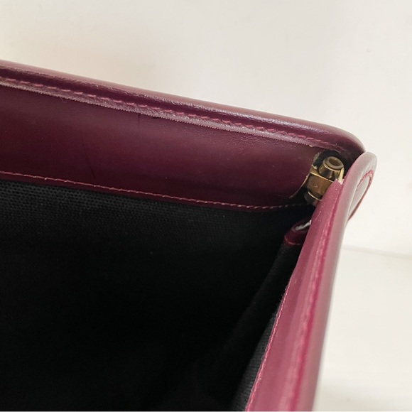 Balenciaga burgundy red butterfly BB logo monogram vintage clutch bag - Picture 8 of 11